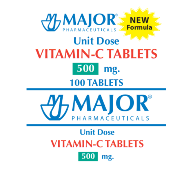 Major Ascorbic Acid 500 Mg Unit Dose Vitamin C Tablets 100 by Pasteur Pharmacy
