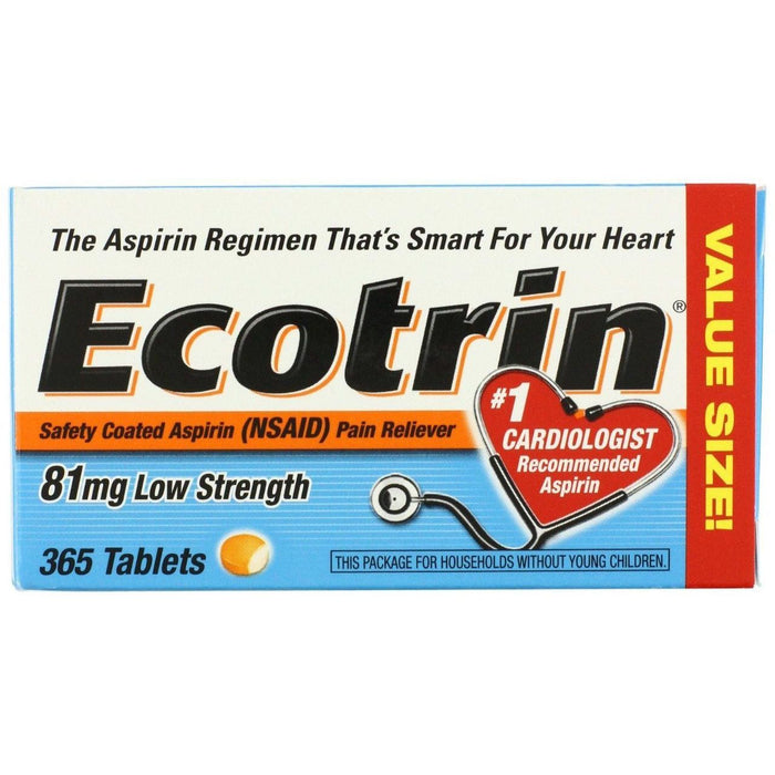 Ecotrin Low Dose Safety Coated Aspirin 81mg, 365 Tablets – Daily Heart Therapy by Pasteur Pharmacy