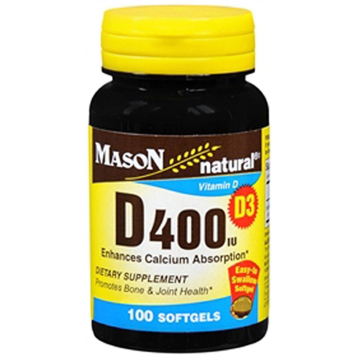 Mason Natural Vitamin D3, 10 Mcg, 100 Softgels by Pasteur Pharmacy
