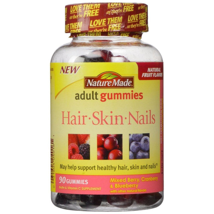 Nature Made® Hair, Skin & Nails Adult Gummies – Mixed Berry, Cranberry & Blueberry (90 Count) by Pasteur Pharmacy