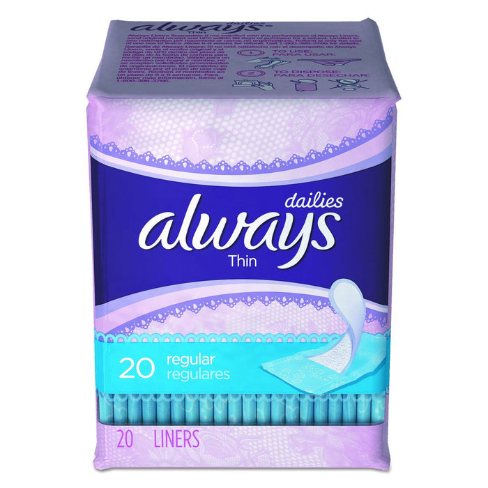Always Regular Thin Pantiliner Unscented, 20 Count, 24 Per Case by Pasteur Pharmacy