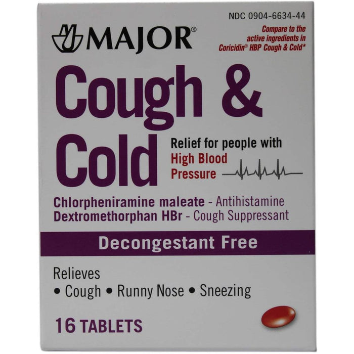 Major Cough & Cold Relief For High Blood Pressure, 16 Tablets by Pasteur Pharmacy