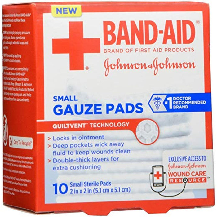 Band-Aid Brand Sterile Gauze Pads – Medium 3" x 3" (10 Count) by Pasteur Pharmacy