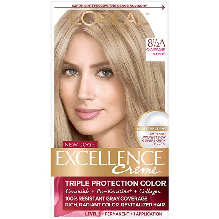 Excellence L'Oreal Paris Créme Permanent Triple Protection Hair Color, 8.5A Champagne Blonde, 1 Kit by Pasteur Pharmacy