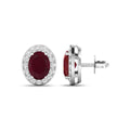 Genuine Ruby and White Diamond Studs Earrings by Fine Color Jewels