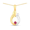0.20 CTTW Heart Pink Ruby Prong Silver Mom Pendant Necklace