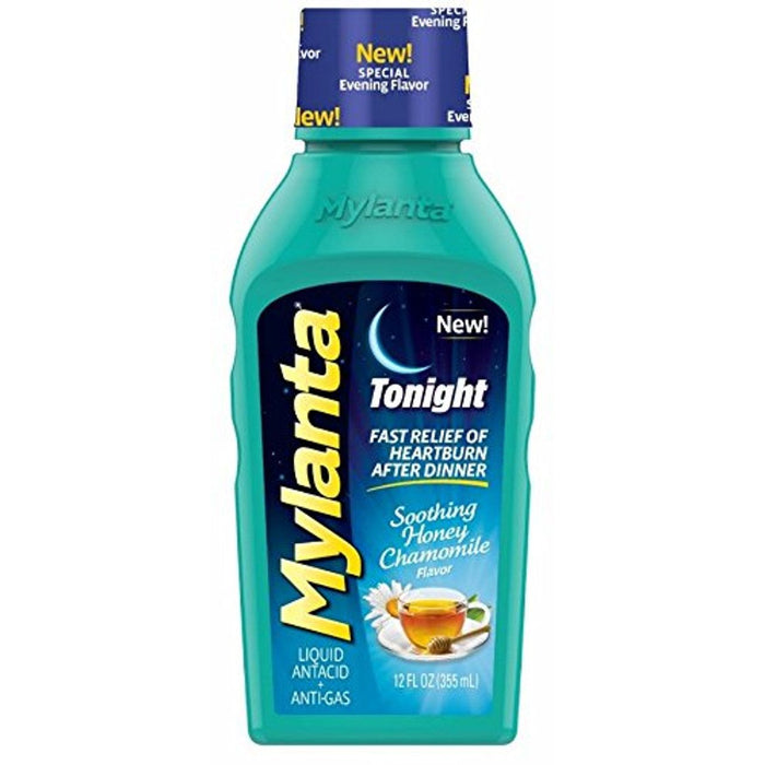 Mylanta Tonight Soothing Honey Chamomile Flavor Liquid Antacid + Anti Gas 12 Fl Oz by Pasteur Pharmacy
