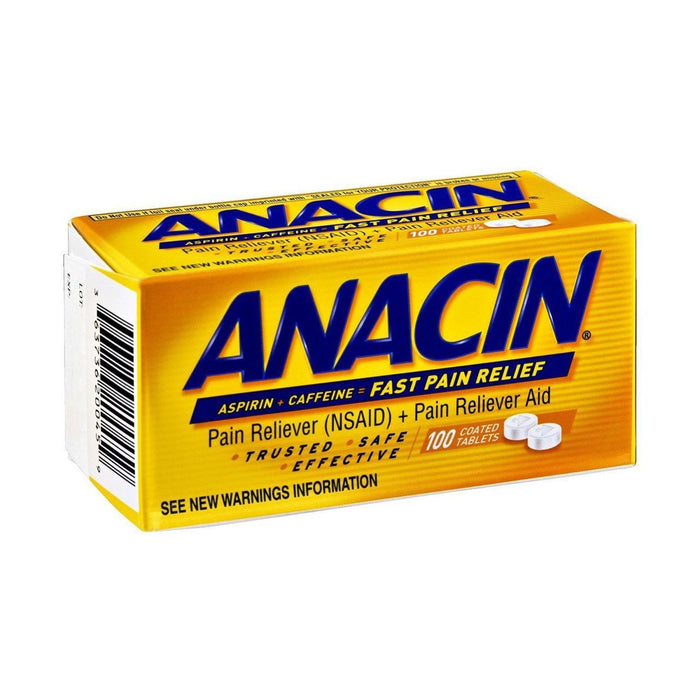Anacin® Pain Reliever & Aid – 400mg Aspirin / 32mg Caffeine (100ct) by Pasteur Pharmacy