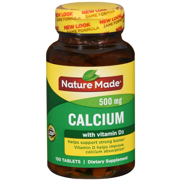 Nature Made Calcium 500 Mg, With Vitamin D3 For Immune Support, Tablets, 130 Count Helps Support Bone Strength by Pasteur Pharmacy