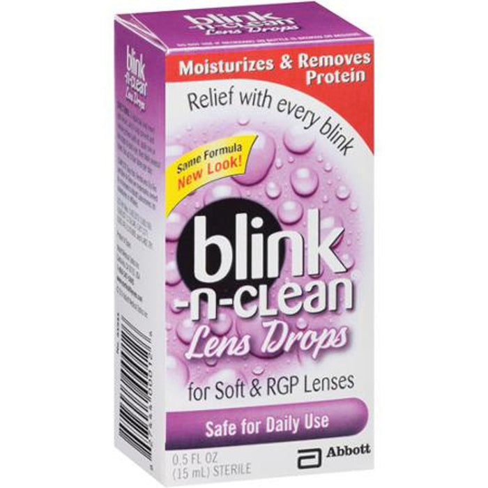 Blink-N-Clean Lens Drops, Lubricating & Cleaning Eye Drops for Contacts, 0.5 fl oz by Pasteur Pharmacy