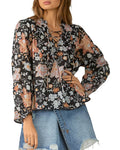 Elan Botanical Print Lace up Top by Vanessa Jane