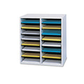 Safco Wood/Laminate Literature/CD Sorter, 16 Compartments, 19.5 x 11.75 x 21, Gray Wood