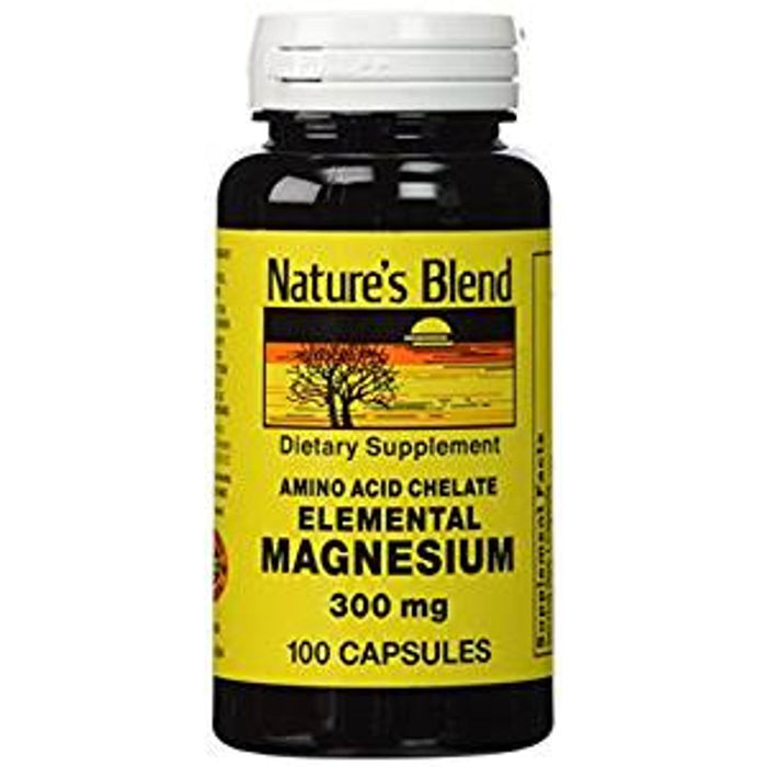 Nature's Blend Elemental Magnesium (Amino Acid Chelate) – 300 mg – 100 Capsules by Pasteur Pharmacy