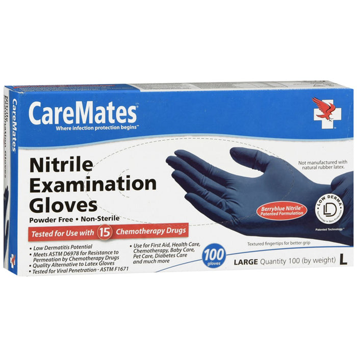 CareMates Nitrile Exam Gloves Berry Blue Large 100Ct by Pasteur Pharmacy