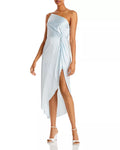 Aqua One Shoulder Asymmetric MIDI Dress, Large by Vanessa Jane