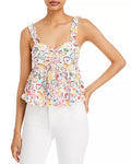 Aqua Womens Ruffled Sweetheart Neck Cropped, Size Large by Vanessa Jane