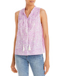 Aqua Floral Print Tassel Tie Top by Vanessa Jane