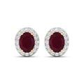 Genuine Ruby and White Diamond Studs Earrings by Fine Color Jewels