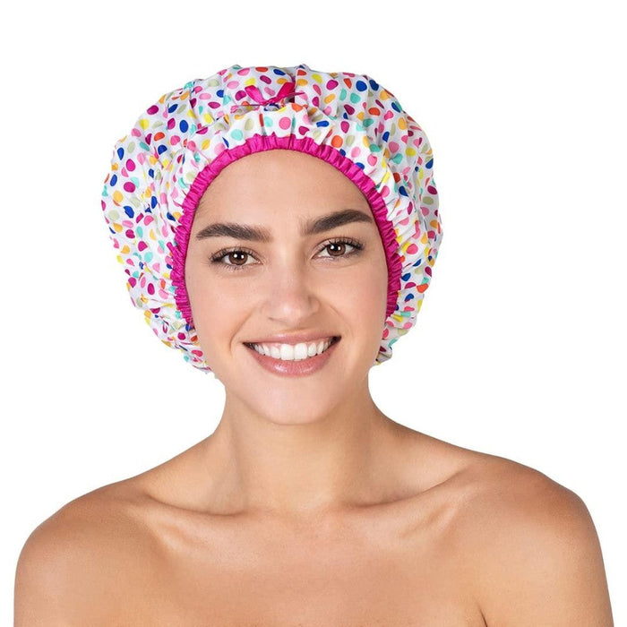 Betty Dain Fashionista Collection Mold Resistant Lined Shower Cap, Deco Dots by Pasteur Pharmacy