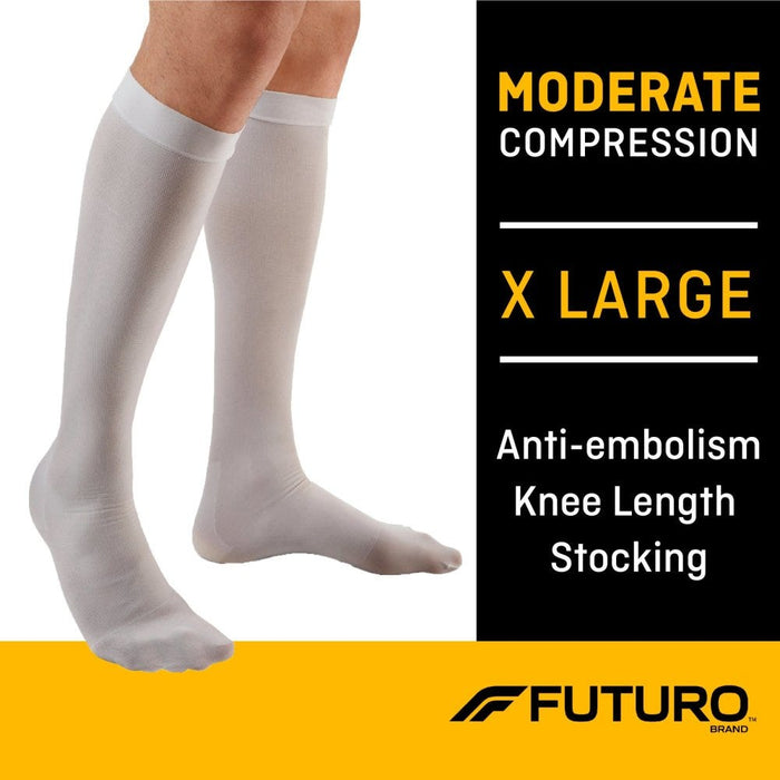 Futuro Anti-Embolism Stockings Knee High Closed Toe White X- Large 1Pr by Pasteur Pharmacy