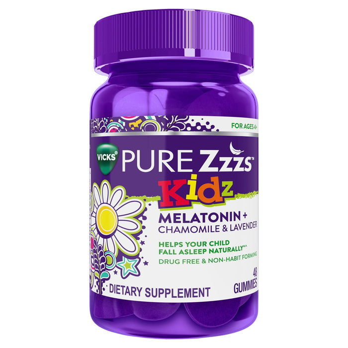 Vicks Pure ZZZs Kidz Melatonin Gummies, Natural Berry, 48 Count by Pasteur Pharmacy