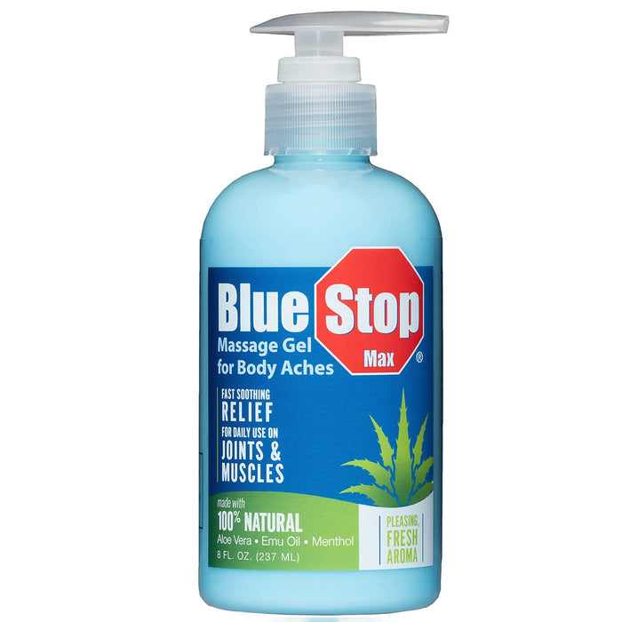 Blue Stop Max Massage Gel - For Body Aches 8.00 Fl Oz by Pasteur Pharmacy