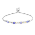 Oval Violet Tanzanite Prong Silver Infinity Bolo Adjustable Bracelet by Fine Color Jewels