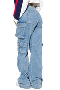 Multi Pocket Straight Legs Denim Cargo Jeans by The House of Stylez