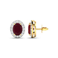 Genuine Ruby and White Diamond Studs Earrings by Fine Color Jewels