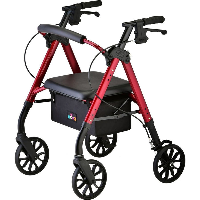 NOVA Star 8 Petite Rollator Walker, Red, with 8" Wheels (1 Count) by Pasteur Pharmacy