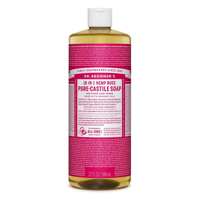 Dr. Bronner's Organic 18-in-1 Hemp Pure Castile Liquid Soap Rose 8 Fl. Oz by Pasteur Pharmacy