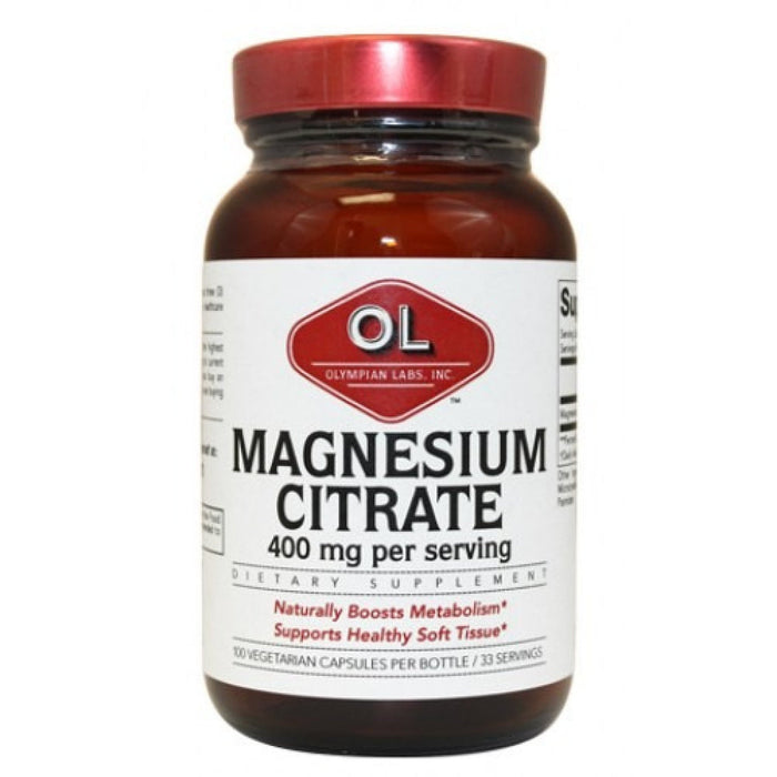 Olympian Labs Magnesium Citrate, 400 Mg, 100 Vegetarian Capsules by Pasteur Pharmacy