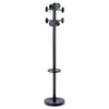 Alba Stan3 Steel Coat Rack, Stand Alone Rack, Eight Knobs, 15w x 15d x 69.3h, Black
