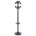 Alba Stan3 Steel Coat Rack, Stand Alone Rack, Eight Knobs, 15w x 15d x 69.3h, Black