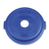 Rubbermaid Bottle/Can Recycling Top for BRUTE 32 gal Containers, Round Openings, 9.8w x 22.9d x 22.3h, Blue