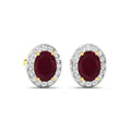 Genuine Ruby and White Diamond Studs Earrings by Fine Color Jewels