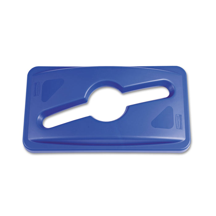 Rubbermaid Slim Jim Single Stream Recycling Top for Slim Jim Containers, 12.1w x 21d x 2.75h, Blue