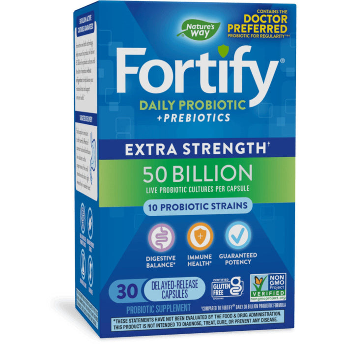 Nature's Way Fortify Extra Strength Probiotic, 50 Billion Live Cultures, 30 Delayed Release Capsules by Pasteur Pharmacy