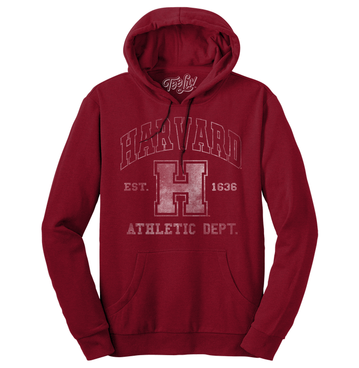 Harvard Athletic Department Pullover Hooded Sweashirt - Crimson by Tee Luv