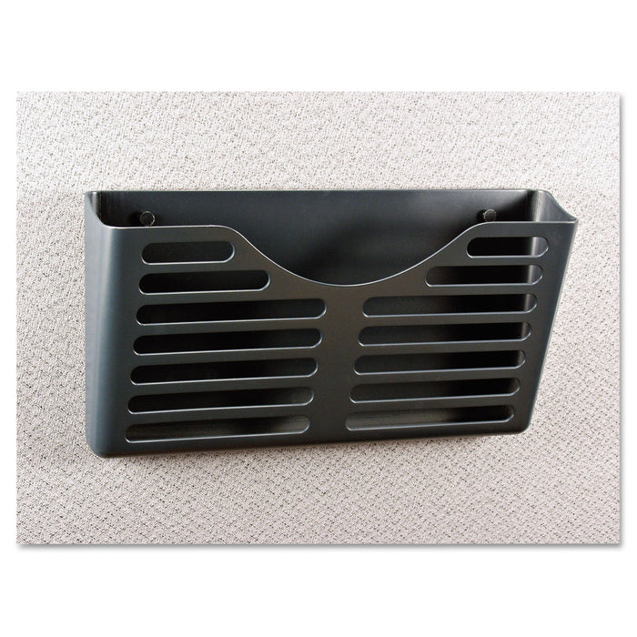 Universal Recycled Plastic Cubicle Single File Pocket, Cubicle Pins Mount, 13.5 x 3 x 7, Charcoal