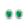 Genuine Zambian Emerald and White Diamond Earrings Stud