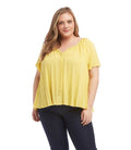 Karen Kane Womens Plus Santorini Tie Neck Flutter Sleeve Pullover Top by Vanessa Jane