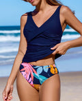 Cupshe Twist Shirred Front Ruched Mid Rise Tankini Swim Set by Vanessa Jane