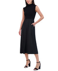 Vince Camuto Womens Mixed-Media Turtleneck Dress - Black, XL by Vanessa Jane