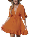 Cupshe Womens Ruffled Tie Front Mini Cover-up Dress, Small