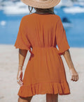 Cupshe Womens Ruffled Tie Front Mini Cover-up Dress, Small by Vanessa Jane