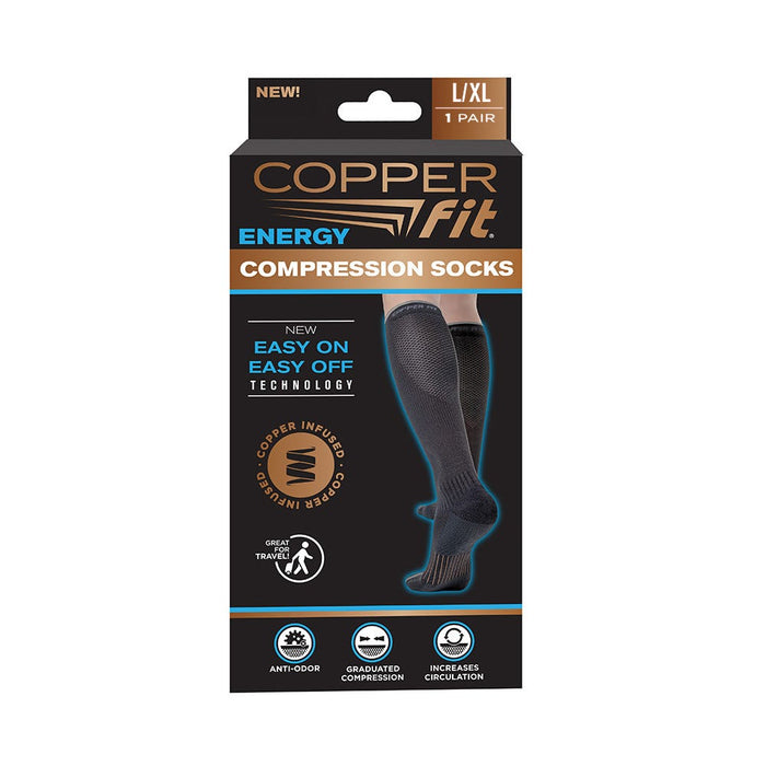 Copper Fit Energy Compression Socks L/XL Black by Pasteur Pharmacy