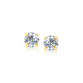 14k Yellow Gold Stud Earrings with White Hue Faceted Cubic Zirconia by Bids.com