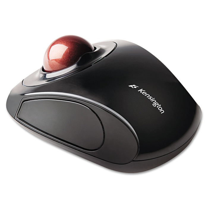 Kensington Orbit Wireless Mobile Trackball, 2.4 GHz Frequency/30 ft Wireless Range, Left/Right Hand Use, Black/Red