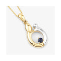 0.19 CTTW Heart Blue Sapphire Prong Silver Mom Pendant Necklace by Fine Color Jewels